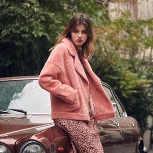 FRNCH PARIS Swan Coat - Coral Pink Size S